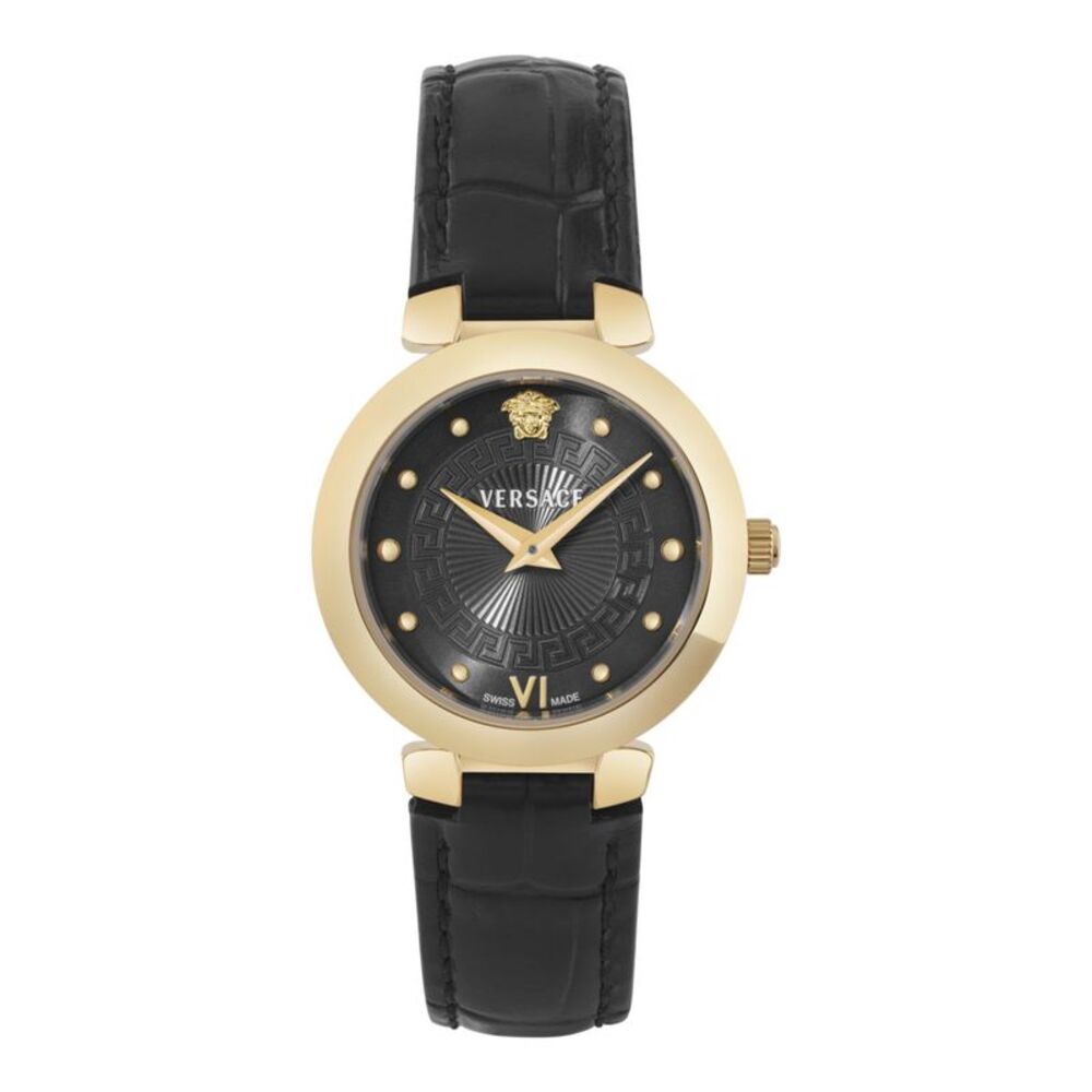 Versace Daphnis Leather Watch Gold Womens